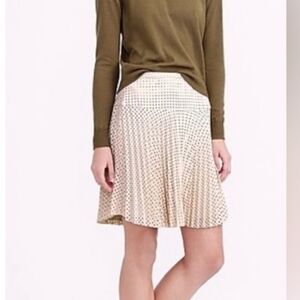 J. Crew Cream Skater Skirt Knee-Length Pleated